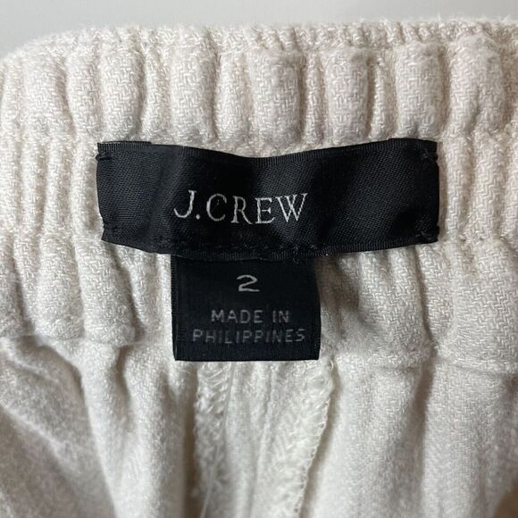 J CREW Pants Womens 2 Tie-Waist Linen-Blend Cargo NEW Ivory Ankle-Zip BG122 - Picture 9 of 13